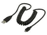 Cable en espiral USB 2.0, USB A Macho – Micro-USB B Macho, de 2 m
