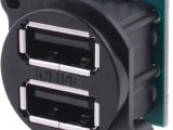 Conector hembra USB A doble para panel atornillado