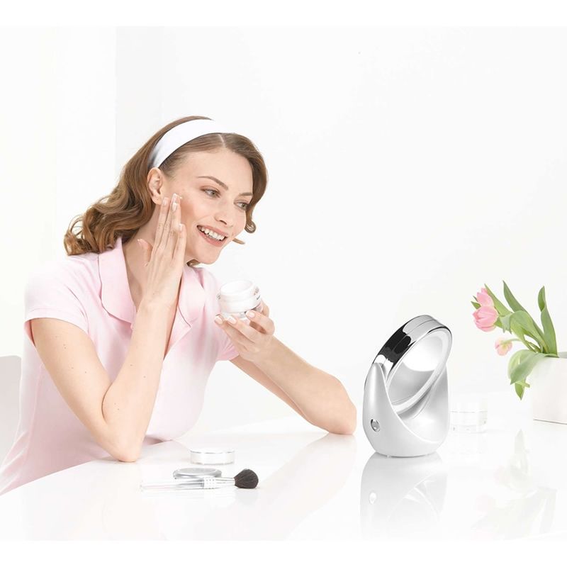 ESPEJO DE MAQUILLAJE CON LUZ Ø11CM – 2 SUPERFICIES (NORMAL/5 AUMENTOS