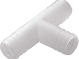 Conexión en T para tubo de drenaje fabricado en PVC blanco.