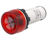 Zumbador industrial con piloto LED rojo, 80dB, 22mm