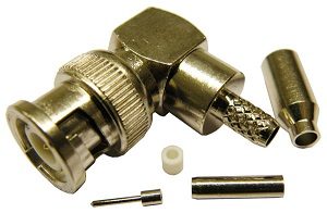 BNC Macho acodado crimpar para RG- 174