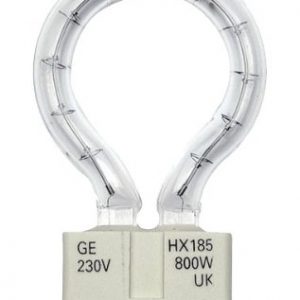 Bombilla Halógena en forma de herradura 230-240v 800w 3050k GX9.5. 19.000 Lumen.