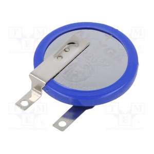 Pila de litio 3V CR2032 2 terminales para soldar Ø20x3,2mm Fijación vertical