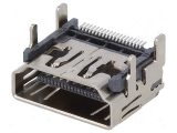 Conector HDMI conector hembra PIN:19 dorado angulares 90° SMT