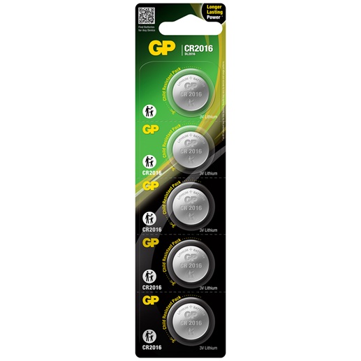 Pila boton LITIO CR2016. Pack de 5 unidades.