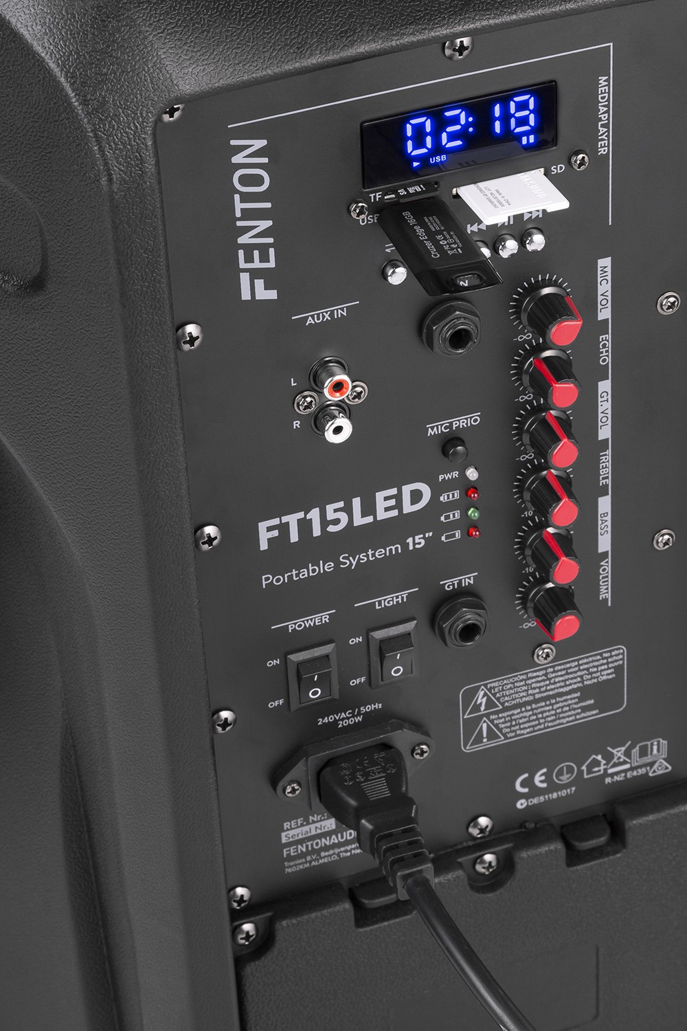 BAFLE ACTIVO 15″ 1XUHF,BT,USB,MD FT15LED - Imagen 4