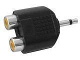 Adaptador 3.5mm MONO MACHO – 2x RCA HEMBRA