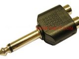Adaptador 6.4mm MONO MACHO – 2x RCA HEMBRA