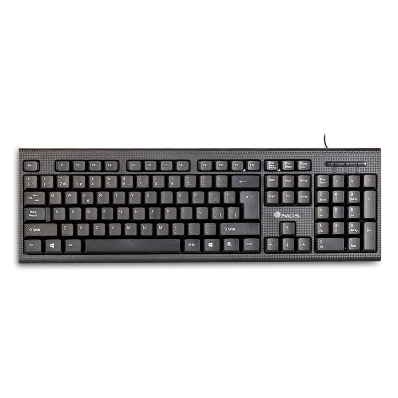 TECLADO CON CABLE USB NGS 104 TECLAS - RESISTENTE A DERRAMES