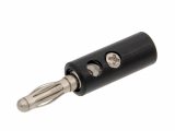Banana macho de 4 mm con 9 contactos cuerpo de plástico y tornillo para roscar. Longitud del contacto: 14.5 mm