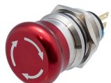 Interruptor de emergencia 2 posiciones 24.5mm, acero inoxidable 19mm SPDT