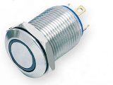 Pulsador anti vandálico OFF-(ON)SPST LED AZUL orificio de montaje	Ø12mm
