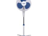 VENTILADOR DE PIE, 40CM, 16″, 3 ASPAS, 45W, 3 VELOCIDADES, BLANCO BASE CRUZADA RESISTENTE