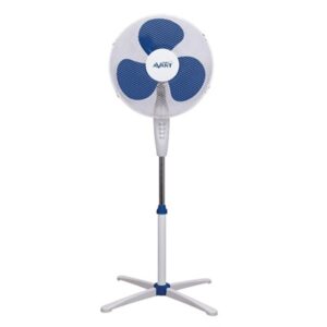 VENTILADOR DE PIE, 40CM, 16", 3 ASPAS, 45W, 3 VELOCIDADES, BLANCO BASE CRUZADA RESISTENTE