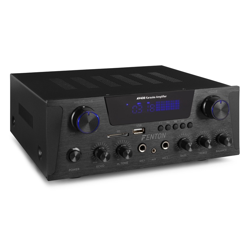 Amplificador stereo con entradas de micrófonos AV430BT BT / SD / USB / MP3 MD Negro 2×300 W
