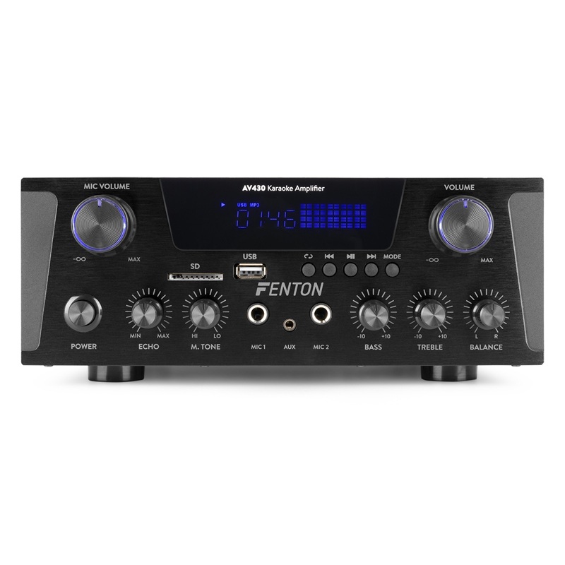 Amplificador stereo con entradas de micrófonos AV430BT BT / SD / USB / MP3 MD Negro 2×300 W - Imagen 4