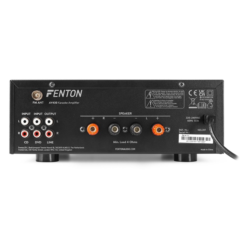 Amplificador stereo con entradas de micrófonos AV430BT BT / SD / USB / MP3 MD Negro 2×300 W - Imagen 6