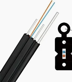 Cable plano FTTH con fiador de 2 Fibras Monomodo (SM) G657A2 LSZH Negro (Venta por Metro)
